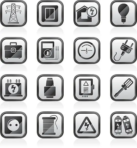 Vector illustration of Power, energy and electricity icons