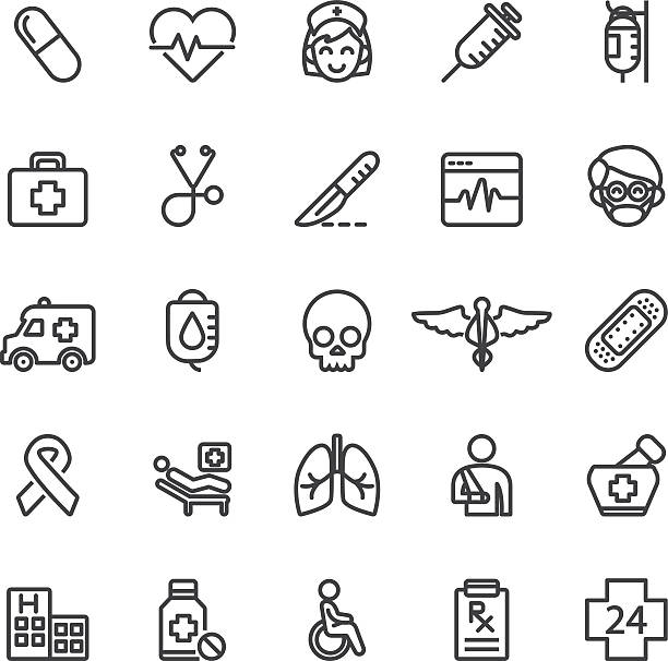 medical hospital care clinic emergency line icons | eps10 - tierisches herz stock-grafiken, -clipart, -cartoons und -symbole