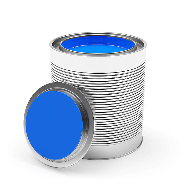 istock Open a bank with blue paint on white 586935676