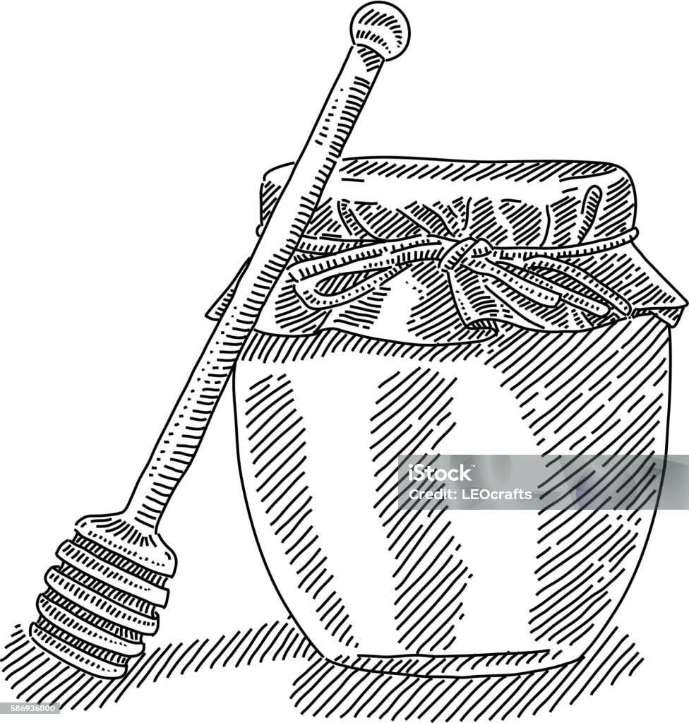 Honey Jar Drawing Line drawing of Honey Jar. Elements are grouped.contains eps10 and high resolution jpeg. Honey stock vector