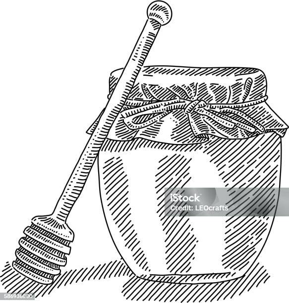 Honey Jar Drawing Stock Illustration - Download Image Now - Honey, Drawing - Art Product, Illustration