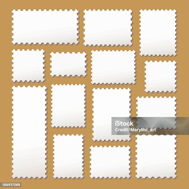 Empty Blank Postage Stamps Stock Illustration - Download Image Now - At The Edge Of, Collection, Envelope