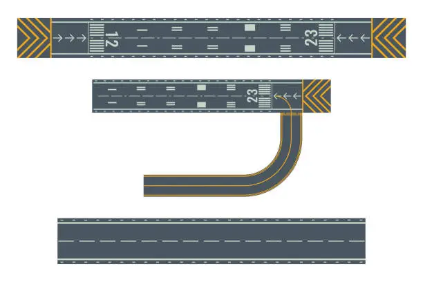 Vector illustration of Airport runways for taking off and landing aircrafts