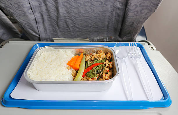 istock Meal serve on airplane for passenger 586939460