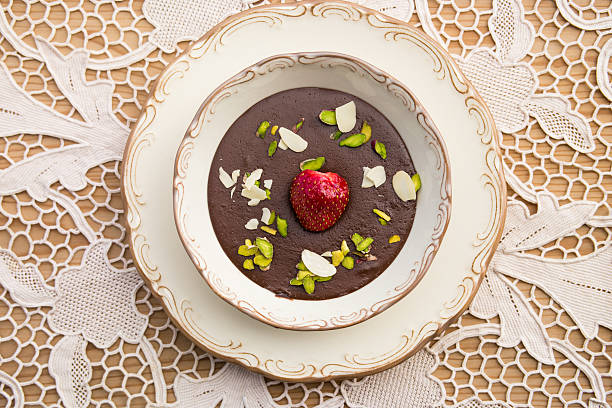 istock Chocolate pudding with strawberry / homemade 586939868