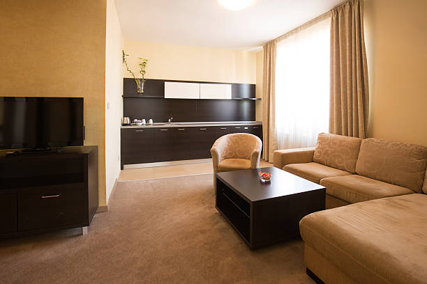 istock Interior of a spacious hotel apartment 586942274