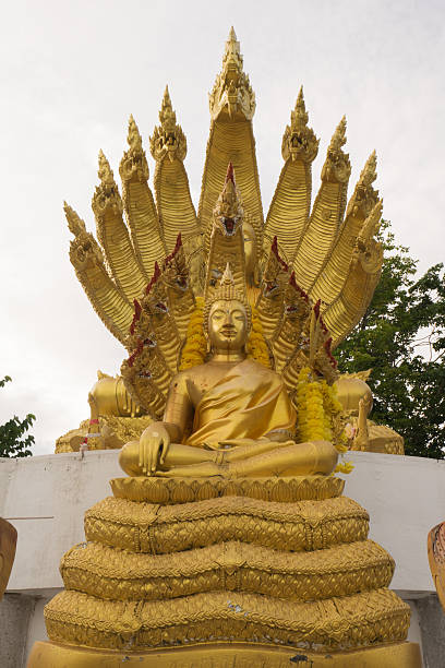 istock Buddha statue with nine headed serpent,Thailand temple 586942714
