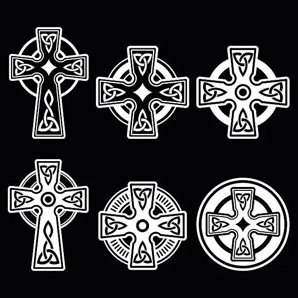 Vector illustration of Irish, Scottish Celtic white cross on black