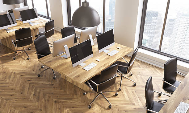 istock Coworking office with NY view 586947396