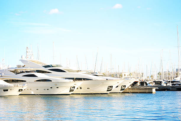 istock Vacations And Tourism Concept, Beautiful white modern yachts at 586947808