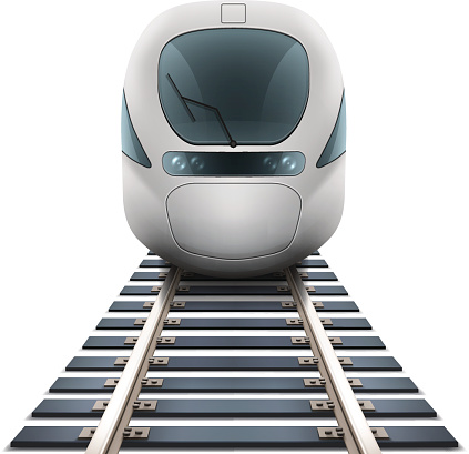 Vector speed train and railroad.