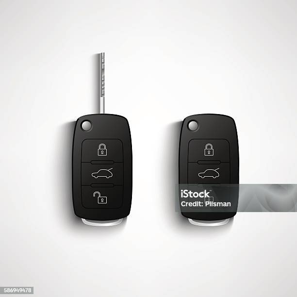 Black Car Remote Key Stock Illustration - Download Image Now - Car Key, Key, Car