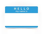 Blue color name tag blank sticker HELLO