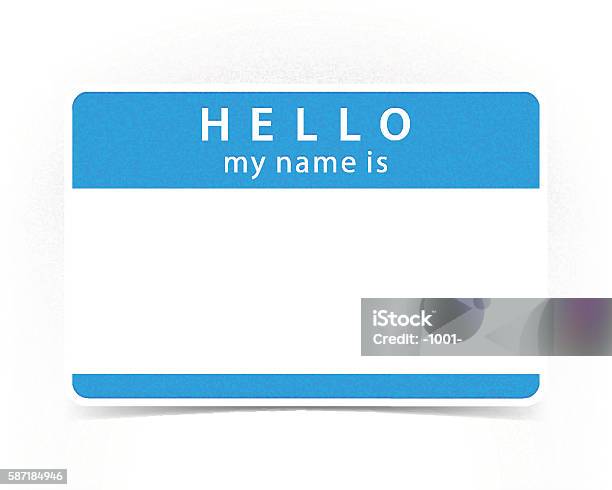 Blue Color Name Tag Blank Sticker Hello Stock Illustration - Download Image Now - Greeting, Hello - Single Word, Identity