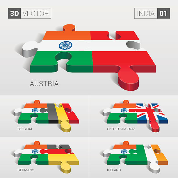 flaga indii. 3d wektor puzzle. zestaw 01. - belgium map flag three dimensional shape stock illustrations