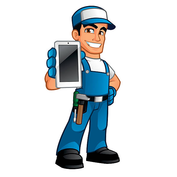 handyman - isolated telephone construction white background stock illustrations