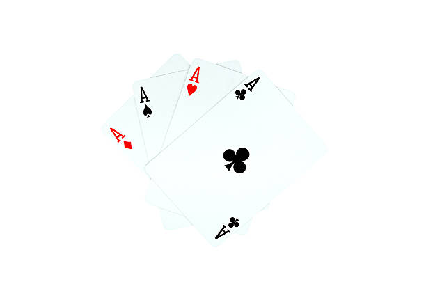 istock Ace of hearts and other ace on white blackground 587190486