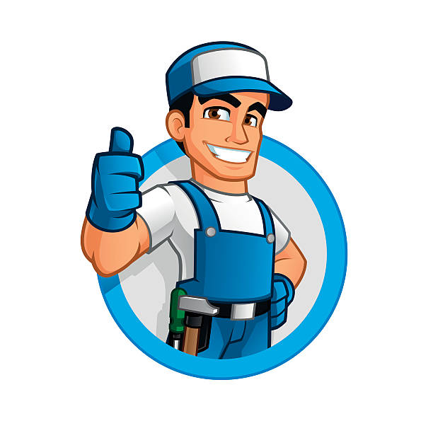 Handyman handyman wearing work clothes and a belt, with tool plumber stock illustrations
