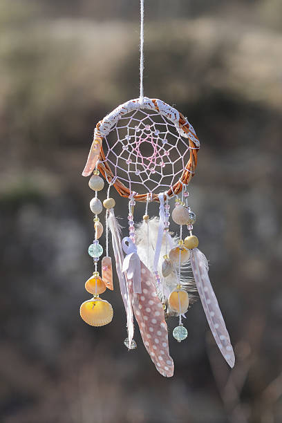 istock Handmade native american dream catcher on background of rocks an 587190830