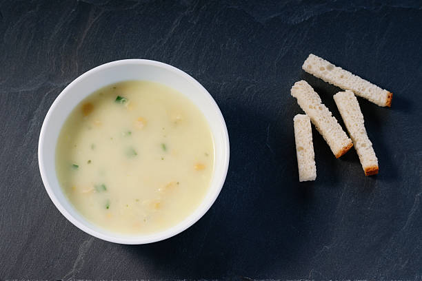 Cream soup and bread croutons