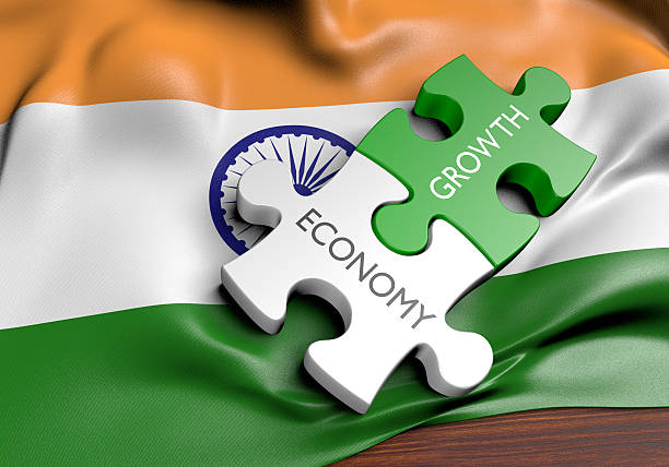 India economy and financial market growth concept, 3D rendering 3D rendered concept of the state of the economic and finance markets in India. gdp stock pictures, royalty-free photos & images
