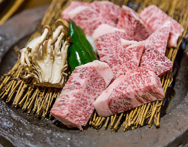 japanese saga raw beef for grill and steak. - teppan yaki imagens e fotografias de stock