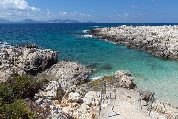 istock Rocks on Alaties Beach, Kefalonia, Greece 587192378