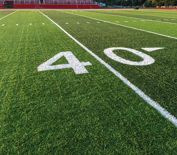 새로운 천체 잔디 축구 장 - forty yard line 뉴스 사진 이미지