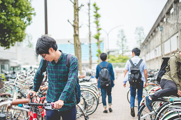 istock Japanese Students Using Bicycles for Commuting, Kyoto, Japan 587193788