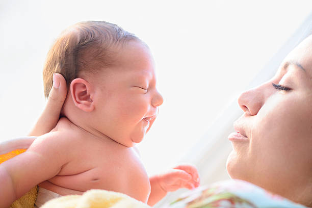 After childbirth newborn baby stock photo