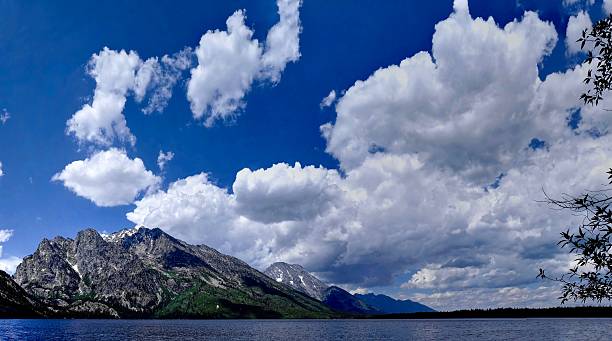 istock Landscape with lake, mountains and clouds. 587194162