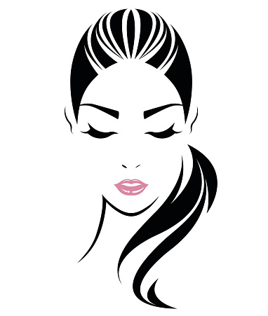Women Long Hair Style Icon Logo Women Face Stock Illustration ...