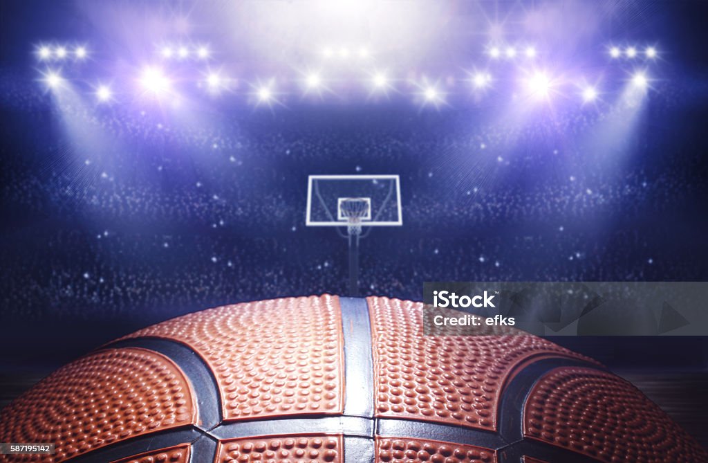 Basketball arena 3d The imaginary stadium is modelled and rendered. Basketball - Sport Stock Photo