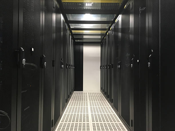 istock Datacenter : Row of servers racks. Cold Aisle #2 587195410