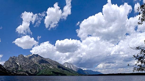 istock Landscape with lake, mountains and clouds. 587195952
