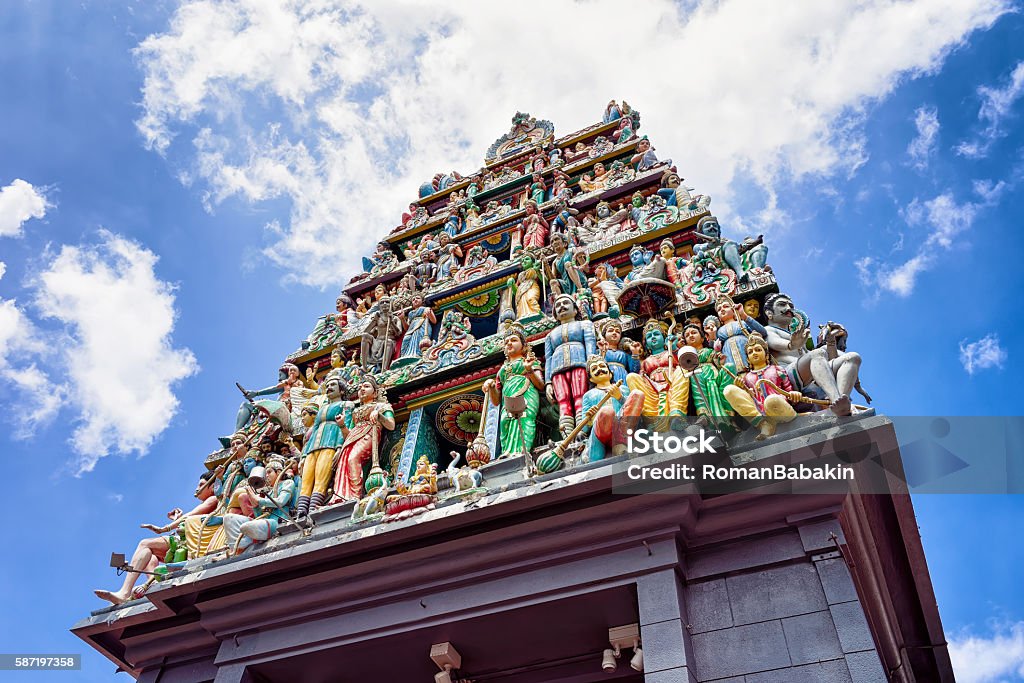 Fragment der Dekoration im Sri Mariamman Tempel in Singapur - Lizenzfrei Republik Singapur Stock-Foto