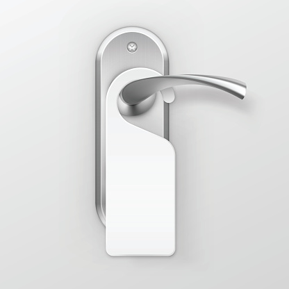 Vector Metal Door Handle Lock with Hanger Isolated on Background