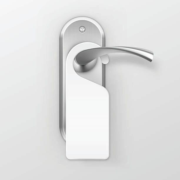 Vector Metal Door Handle Lock with Hanger Isolated on Background Vector Metal Door Handle Lock with Hanger Isolated on Background door handle stock illustrations