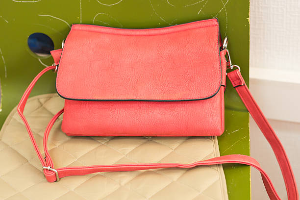 istock Coral female leather bag 587198908