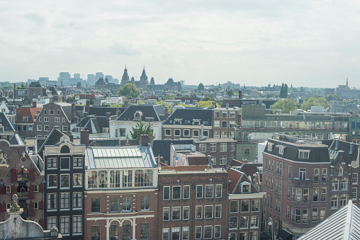 Stunning view of Amsterdam city from above, Amsterdam, The Netherlands. 