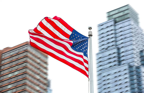 istock American flag on blurred building background 587204660