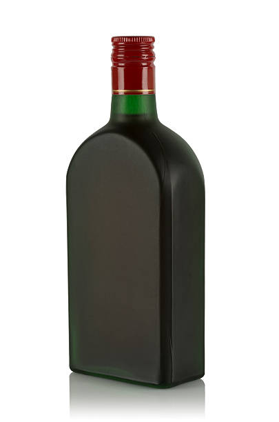 glass frosted bottle with alcohol