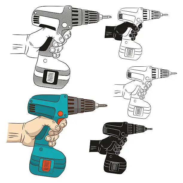 Vector illustration of electric screwdriver