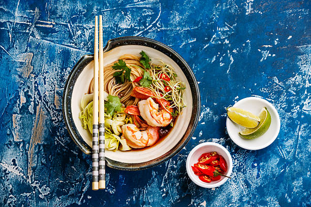 istock Asian noodles with Prawns 587207406