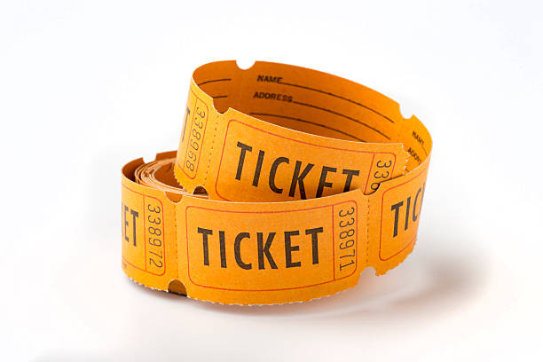 Vintage ticket stubs A roll of old paper tickets with numbers roll raffle tickets stock pictures, royalty-free photos & images