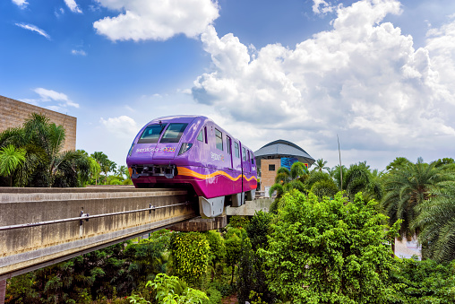 Singapore, Singapore - March 1, 2016: Sentosa Express monorail train connecting the Harborfront and Sentosa Island in Singapore