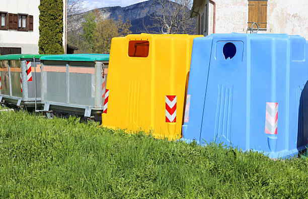 istock bins for waste paper collection and containers for non-recyclabl 587214034