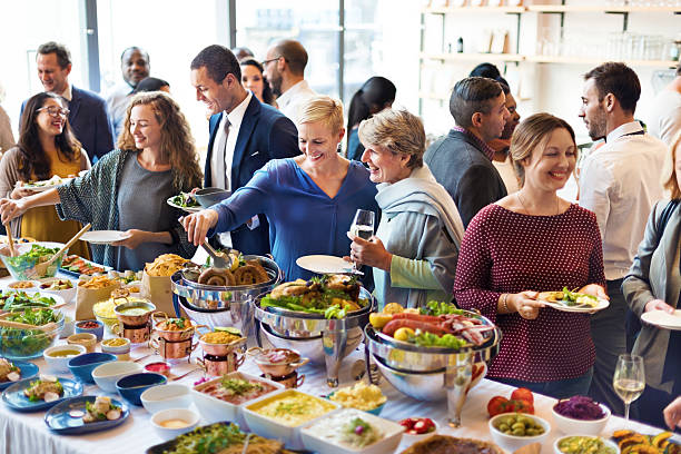 istock Diversity People Enjoy Buffet Party Concept 587214854