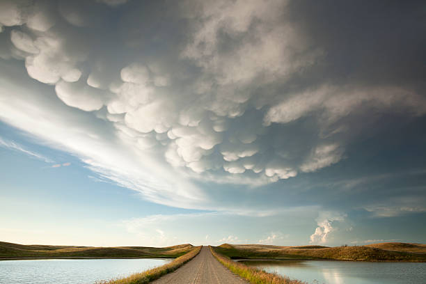 맘마티스 폭풍 구름 서스캐처원 - saskatchewan country road road prairie 뉴스 사진 이미지