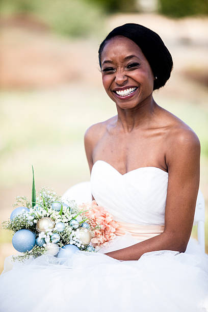istock Beautiful African American Bride 587217034